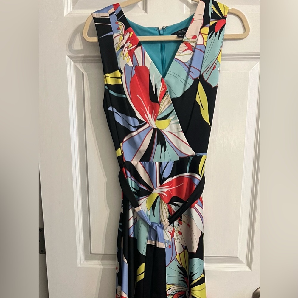 Tahari Asl Women's Sleeveless Surplus Tie Waist Maxi Dress